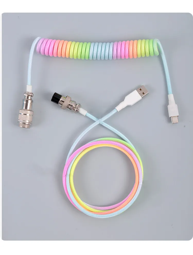 3M Type C Mechanical Keyboard Coiled Cable USB Keyboard Wire Mechanical Keyboard Aviator Desktop Computer Aviation Connector