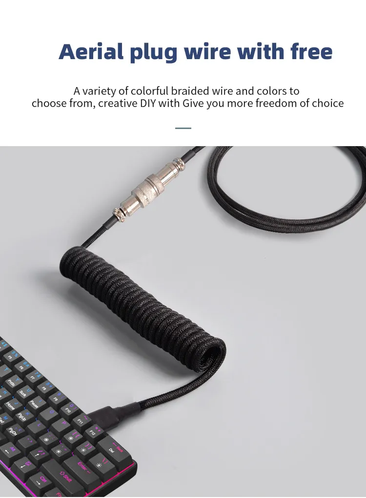 3M Type C Mechanical Keyboard Coiled Cable USB Keyboard Wire Mechanical Keyboard Aviator Desktop Computer Aviation Connector