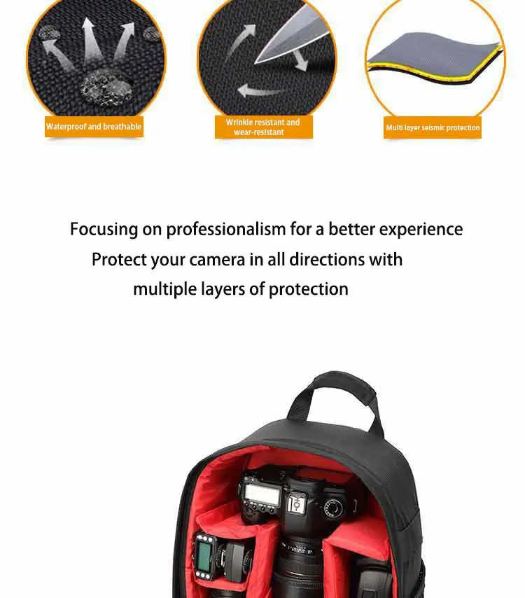 Multi-functional Outdoor Camera Backpack Video Digital Shoulder Camera Bag Bag Waterproof Camera Photo Bag Case for DSLR Camera