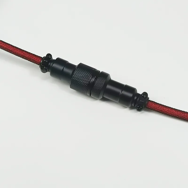 Coiled Keyboard Cable USB C for Mechanical Gaming Keyboard Double-Sleeved Wire with Detachable Metal Aviator Connector Charging
