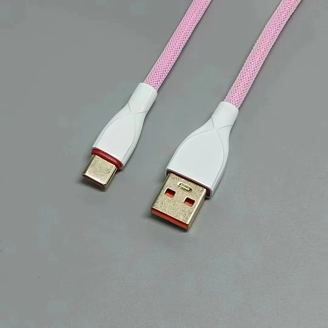 Coiled Keyboard Cable USB C for Mechanical Gaming Keyboard Double-Sleeved Wire with Detachable Metal Aviator Connector Charging
