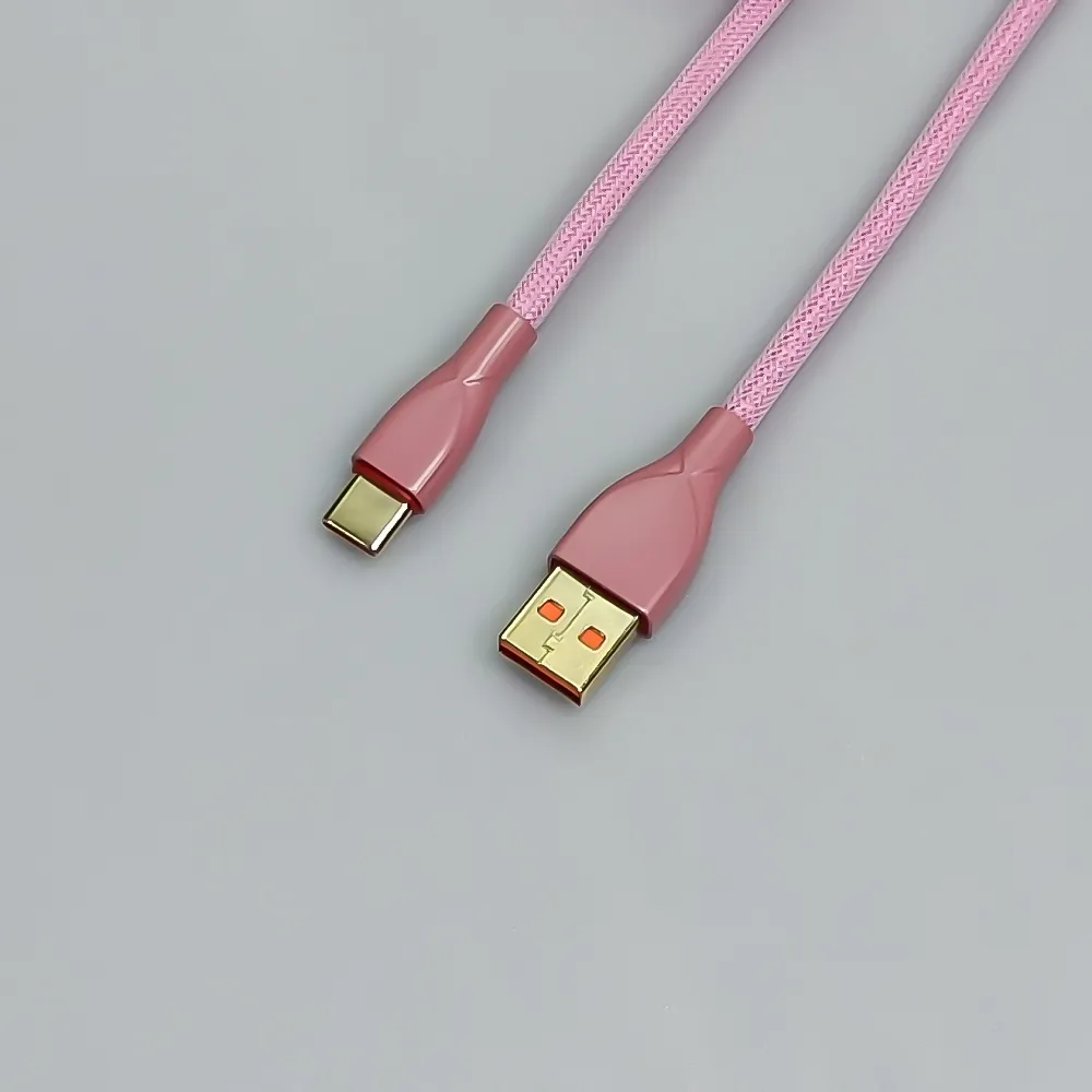 Coiled Keyboard Cable USB C for Mechanical Gaming Keyboard Double-Sleeved Wire with Detachable Metal Aviator Connector Charging