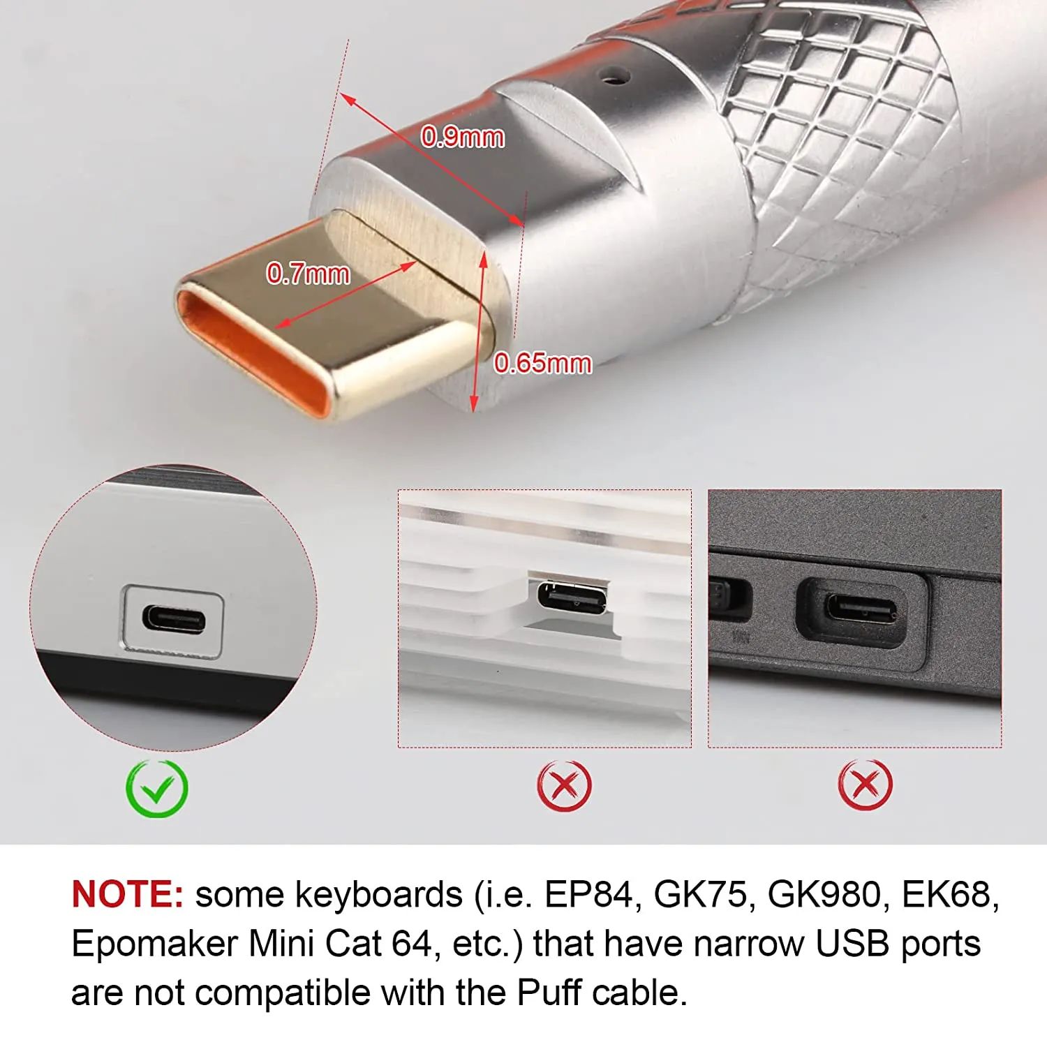 Coiled Keyboard Cable USB C for Mechanical Gaming Keyboard Double-Sleeved Wire with Detachable Metal Aviator Connector Charging