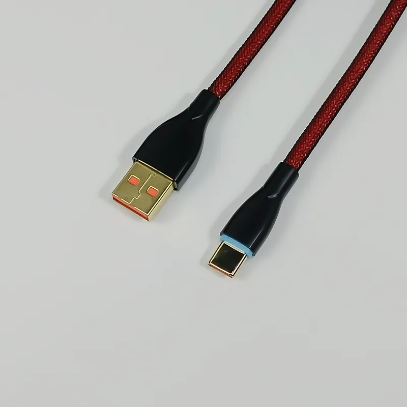 Coiled Keyboard Cable USB C for Mechanical Gaming Keyboard Double-Sleeved Wire with Detachable Metal Aviator Connector Charging