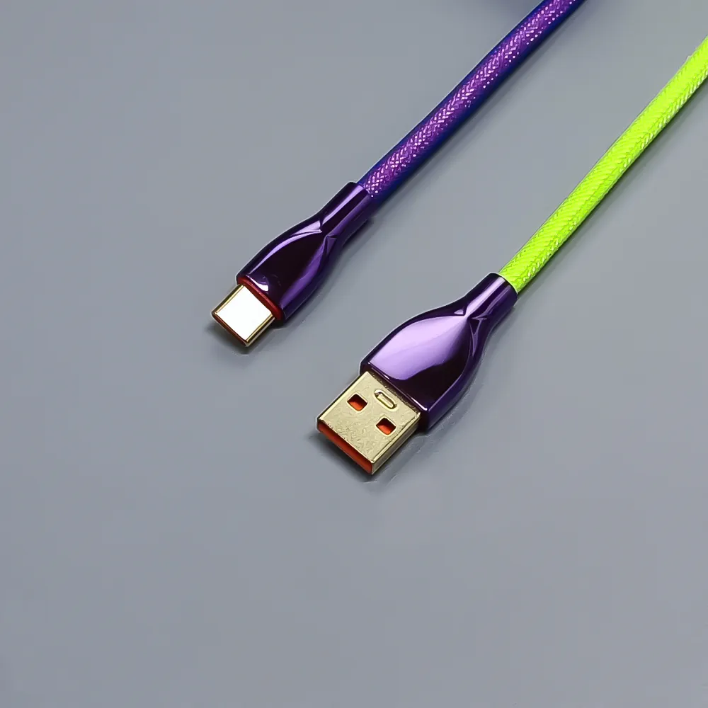 Coiled Keyboard Cable USB C for Mechanical Gaming Keyboard Double-Sleeved Wire with Detachable Metal Aviator Connector Charging
