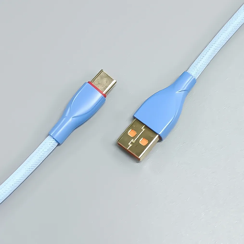 Coiled Keyboard Cable USB C for Mechanical Gaming Keyboard Double-Sleeved Wire with Detachable Metal Aviator Connector Charging
