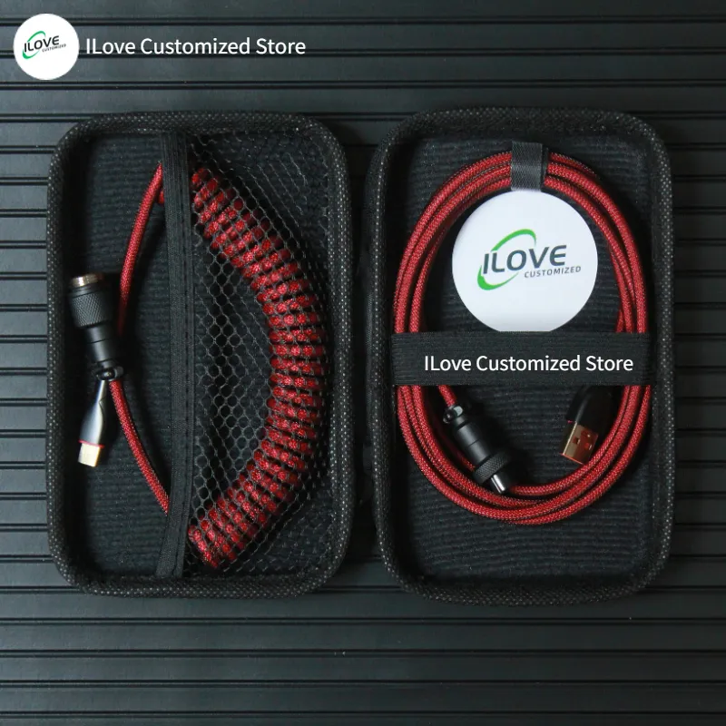 Coiled Keyboard Cable USB C for Mechanical Gaming Keyboard Double-Sleeved Wire with Detachable Metal Aviator Connector Charging Coiled Keyboard Cable USB C for Mechanical Gaming Keyboard Double-Sleeved Wire with Detachable Metal Aviator Connector Charging