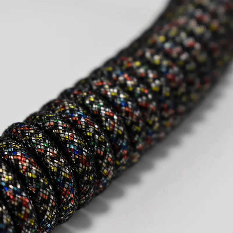 Coiled Keyboard Cable USB C for Mechanical Gaming Keyboard Double-Sleeved Wire with Detachable Metal Aviator Connector Charging