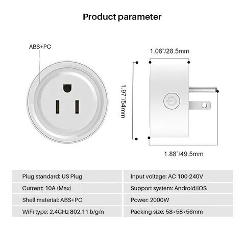 Tuya Smart Plug Wifi Power Socket US 10A Wireless Outlet With Timing SmartLife APP Remote Control Works With Alexa Google Home
