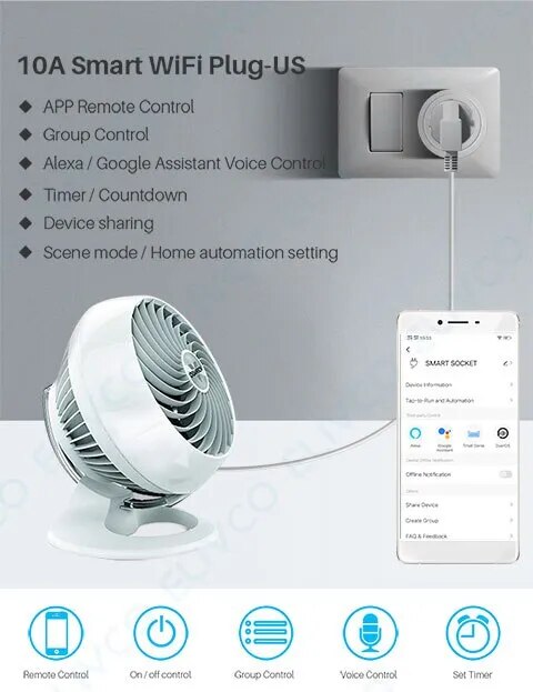 Tuya Smart Plug Wifi Power Socket US 10A Wireless Outlet With Timing SmartLife APP Remote Control Works With Alexa Google Home