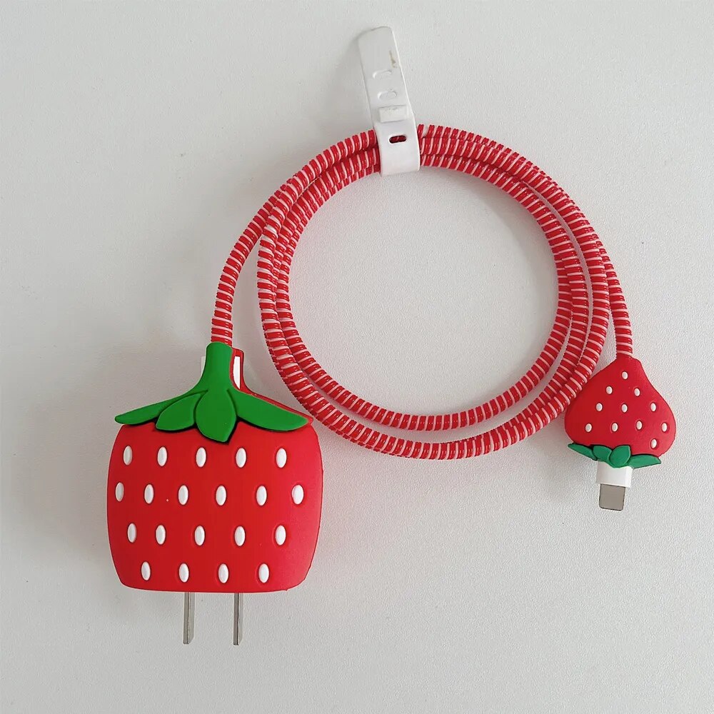 4Pcs Set Cable Protector for iPhone / iPad 18W/20W Charger Case Cute 3D Cartoon Cable Management Phone Wire Cord Organizers