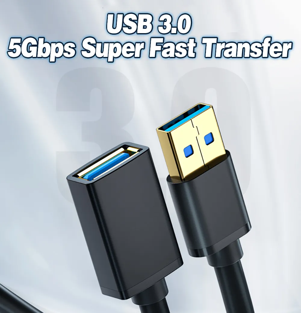 USB 3.0 USB Extension Cable Male to Female Data Cable USB3.0 Extender Cord for Smart TV PS4 Xbox SSD PC Fast Extension Data Wire