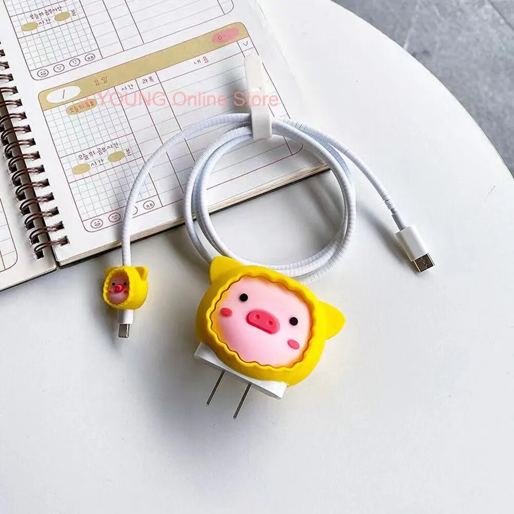 4 Pieces Set Cable Protector for iPhone / iPad 18W/20W Charger Protection Cute Cartoon Protector Holder Phone Cord Accessories