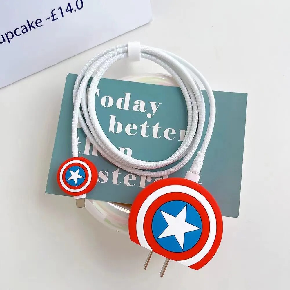 4 Pieces Set Cable Protector for iPhone / iPad 18W/20W Charger Protection Cute Cartoon Protector Holder Phone Cord Accessories