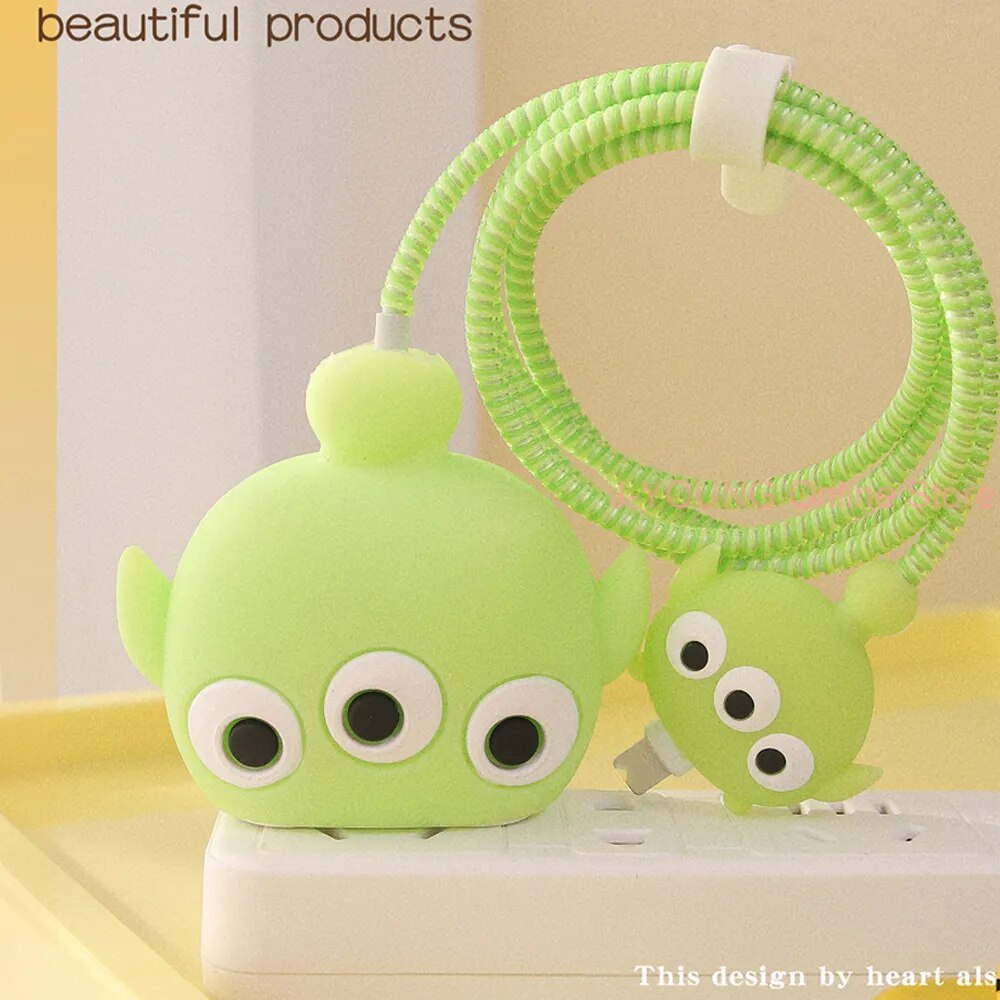 4 Pieces Set Cable Protector for iPhone / iPad 18W/20W Charger Protection Cute Cartoon Protector Holder Phone Cord Accessories