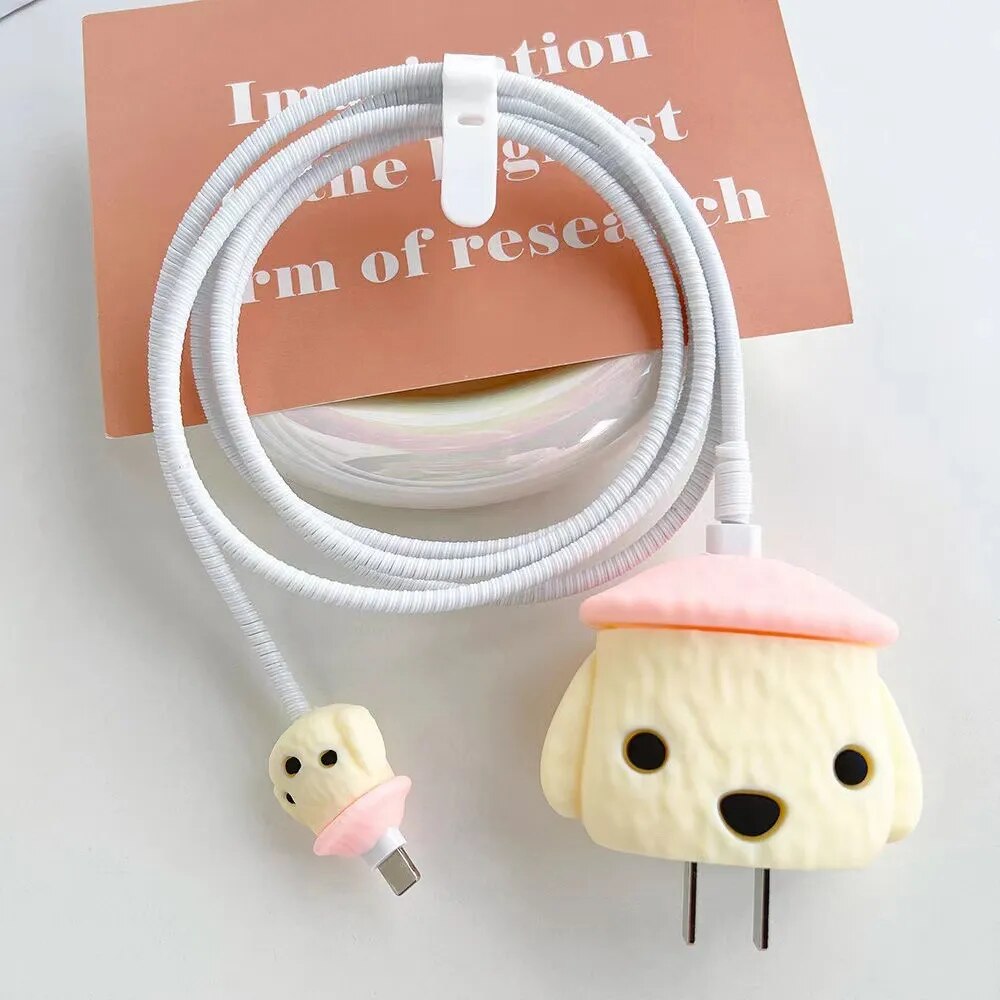 4 Pieces Set Cable Protector for iPhone / iPad 18W/20W Charger Protection Cute Cartoon Protector Holder Phone Cord Accessories