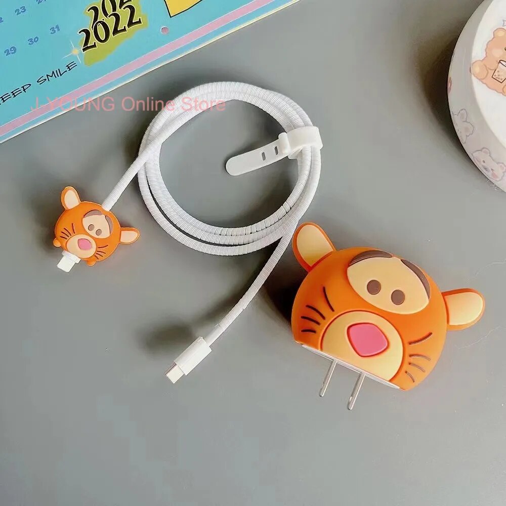 4 Pieces Set Cable Protector for iPhone / iPad 18W/20W Charger Protection Cute Cartoon Protector Holder Phone Cord Accessories