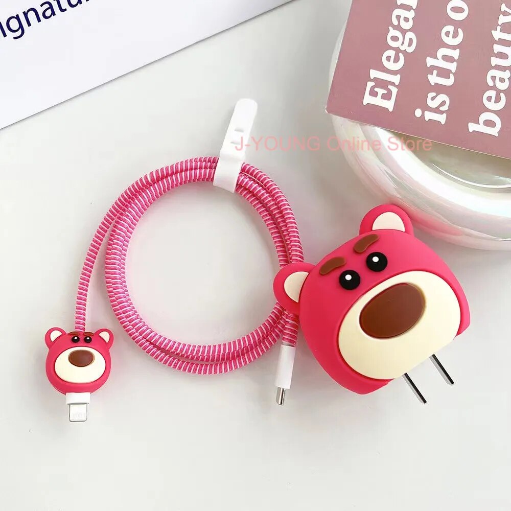 4 Pieces Set Cable Protector for iPhone / iPad 18W/20W Charger Protection Cute Cartoon Protector Holder Phone Cord Accessories