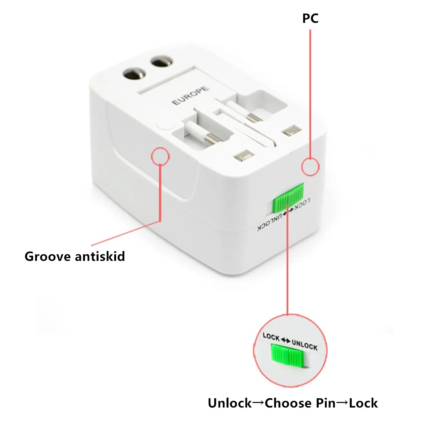 All in One Universal International Plug Adapter 2 USB Port World Travel AC Power Charger Adapter AU US UK EU Converter