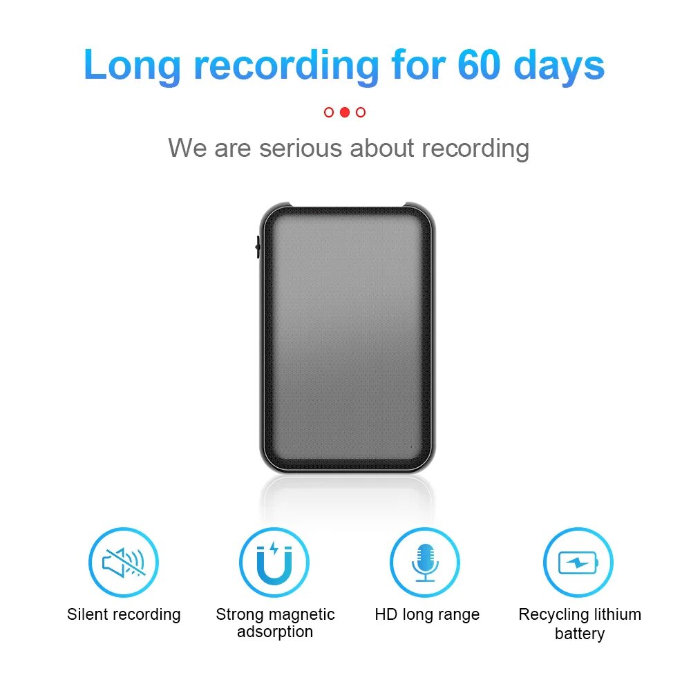 5000mAh Mini Activated Voice Recorder Q75 Portable 60Days 8-32GB Slient Sound Record Professional Ditachphone with Strong Magnet 5000mAh Mini Activated Voice Recorder Q75 Portable 60Days 8-32GB Slient Sound Record Professional Ditachphone with Strong Magnet