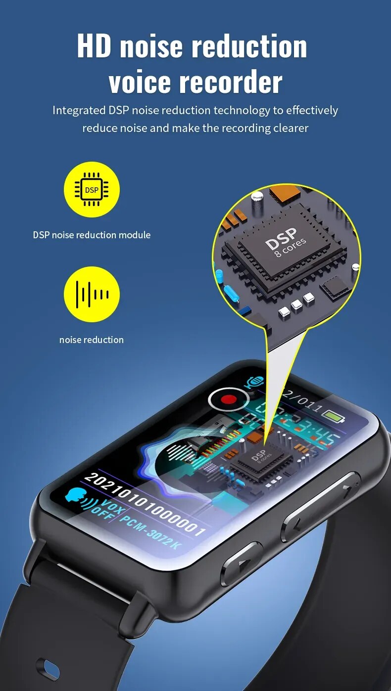 Digital Voice Recorder Watch Bluetooth Professional HD Noise Reduction E-book Music Play Recording Device Portable Mp3 Player