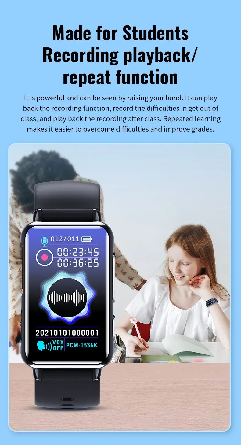 Digital Voice Recorder Watch Bluetooth Professional HD Noise Reduction E-book Music Play Recording Device Portable Mp3 Player