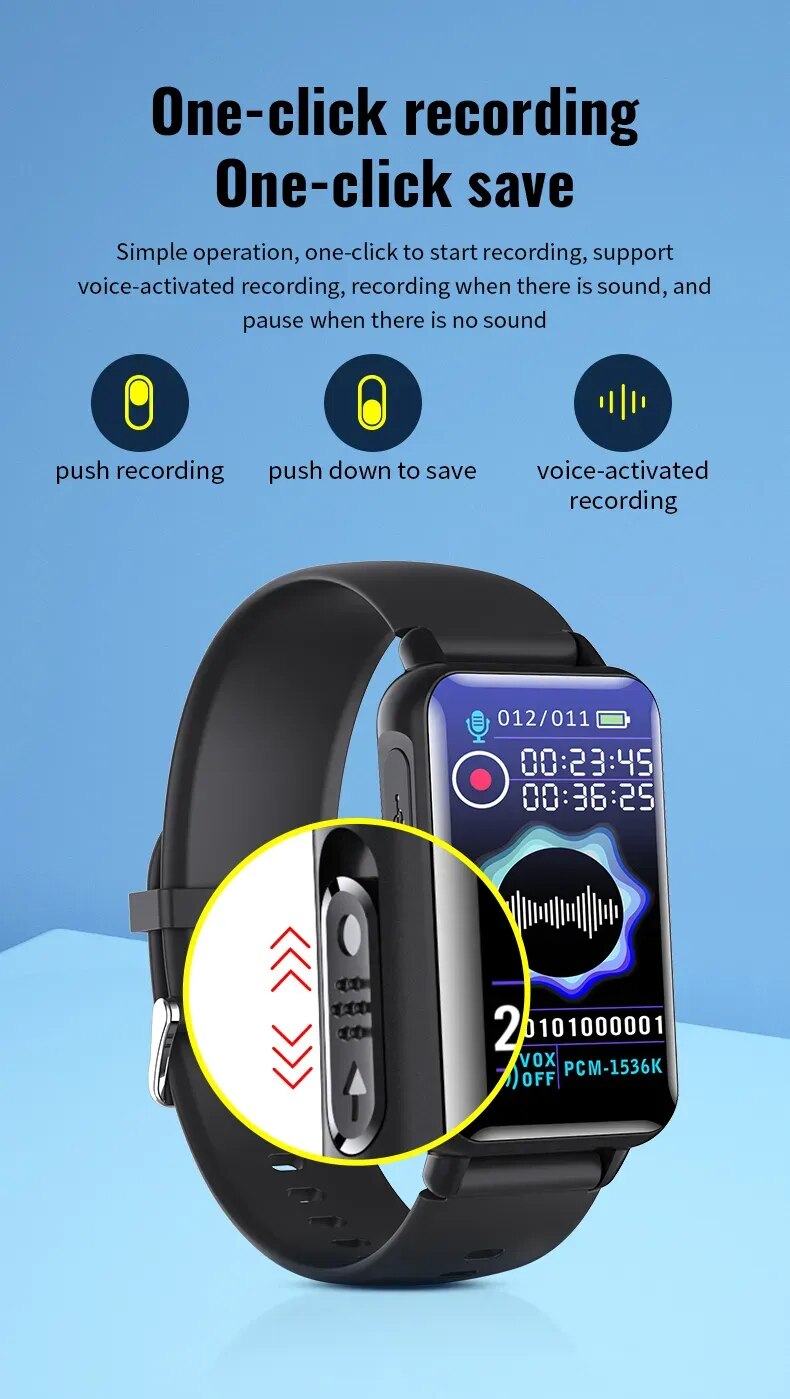 Digital Voice Recorder Watch Bluetooth Professional HD Noise Reduction E-book Music Play Recording Device Portable Mp3 Player
