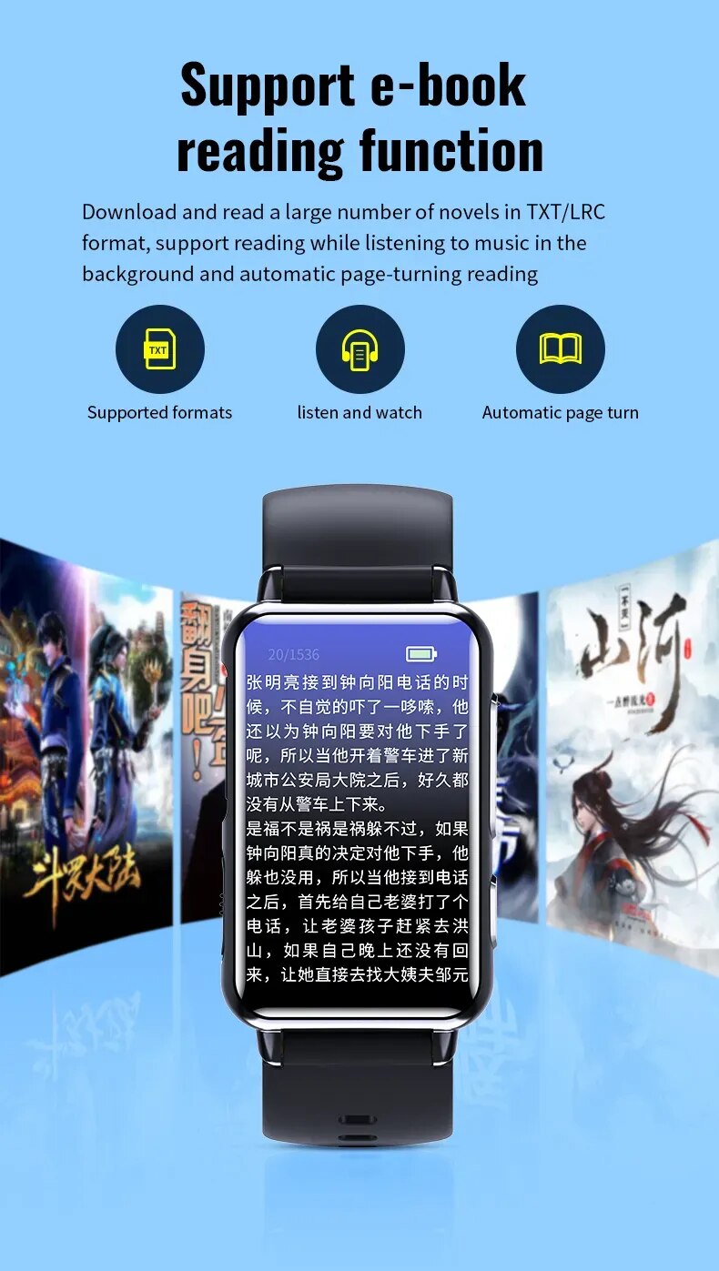 Digital Voice Recorder Watch Bluetooth Professional HD Noise Reduction E-book Music Play Recording Device Portable Mp3 Player