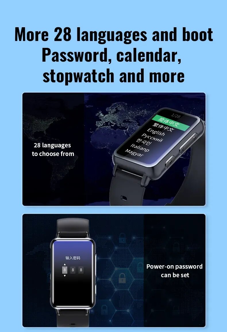 Digital Voice Recorder Watch Bluetooth Professional HD Noise Reduction E-book Music Play Recording Device Portable Mp3 Player