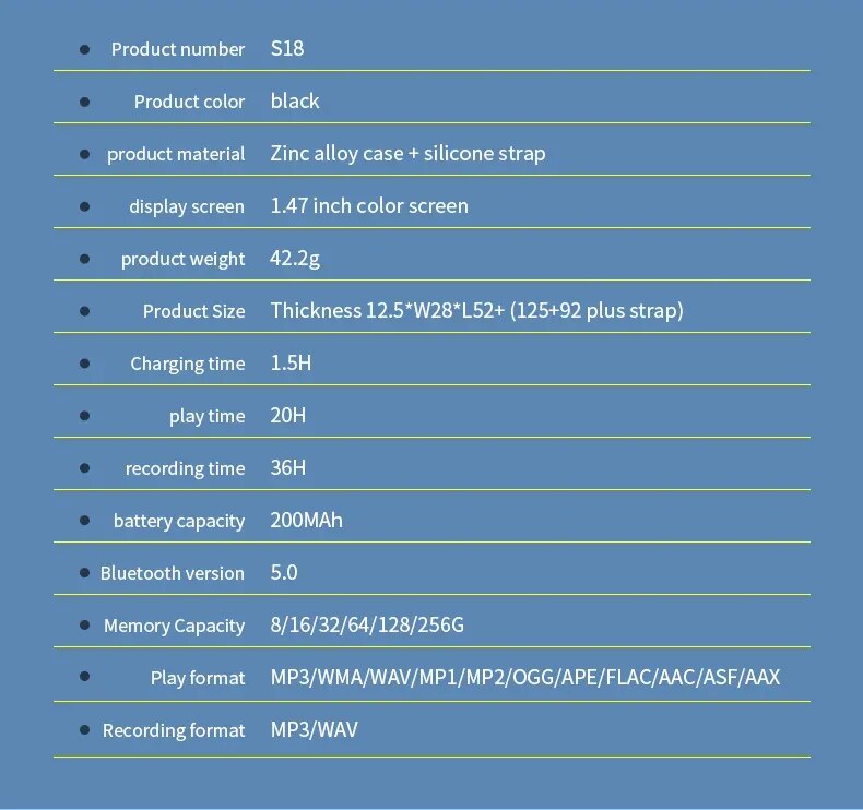 Digital Voice Recorder Watch Bluetooth Professional HD Noise Reduction E-book Music Play Recording Device Portable Mp3 Player