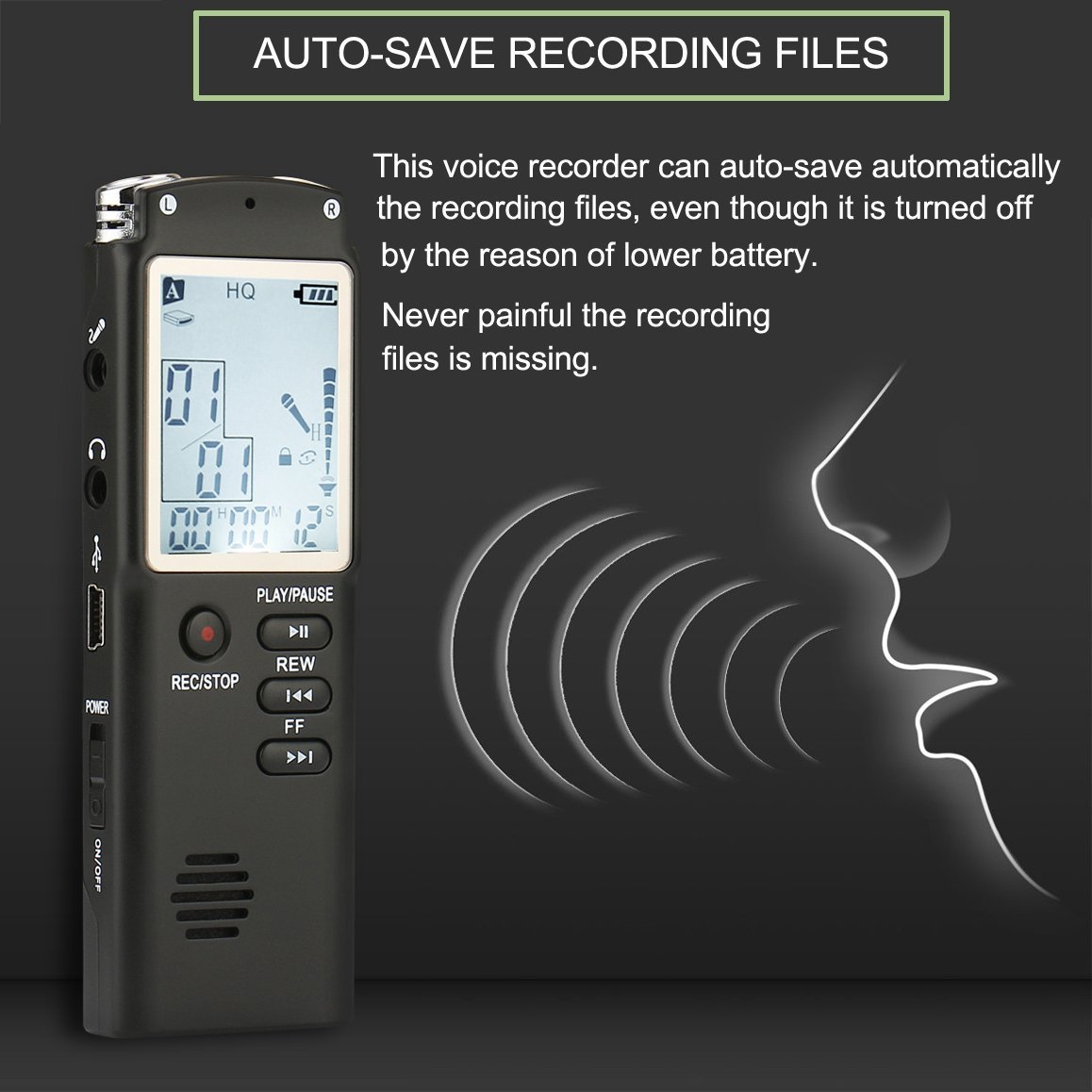 Digital Audio Voice Recorder 8GB/16GB/32GB High-Quality Intelligent Noise Reduction Recording Real Time Display with MP3 Player Digital Audio Voice Recorder 8GB/16GB/32GB High-Quality Intelligent Noise Reduction Recording Real Time Display with MP3 Player