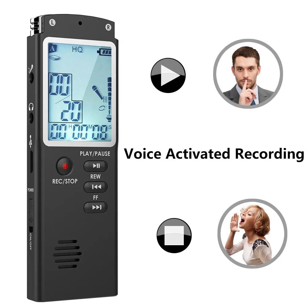 Digital Audio Voice Recorder 8GB/16GB/32GB High-Quality Intelligent Noise Reduction Recording Real Time Display with MP3 Player