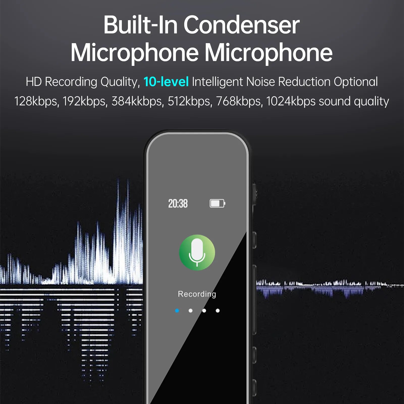 Bisofice 64GB Digital Voice Recorder Voice MIni Pen Activated Audio Recording Noise Reduction with Playback MP3 MusicPlayer