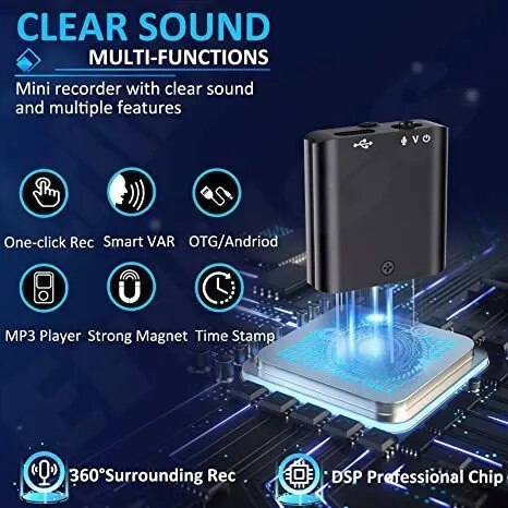 Portable Pendant Voice Recorder Security Protection Intelligent Noise Reduction Micro Secret Professional Dictaphone MP3 Player