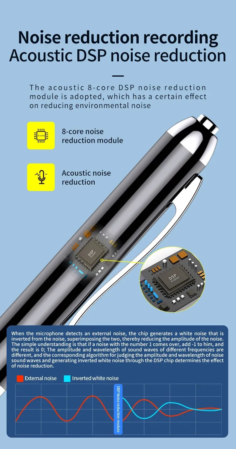 Pen Activated Mini Voice Recorder 4-256G U Disk Professional Audio Record Noise Reduce Sound Digital Dictaphone MP3 Music Player