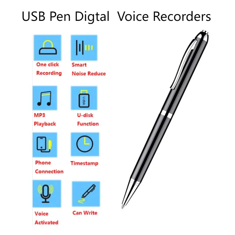 Pen Activated Mini Voice Recorder 4-256G U Disk Professional Audio Record Noise Reduce Sound Digital Dictaphone MP3 Music Player