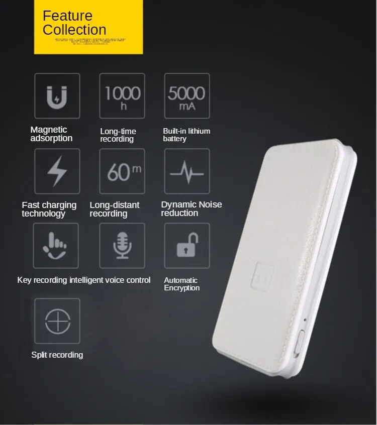 8GB-64GB MP3 u-disk 4 in1 Digital voice Recorder Voice Activated Long-distance record Dictaphone With Strong magnetic power bank