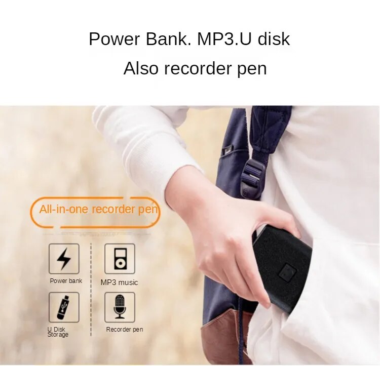 8GB-64GB MP3 u-disk 4 in1 Digital voice Recorder Voice Activated Long-distance record Dictaphone With Strong magnetic power bank