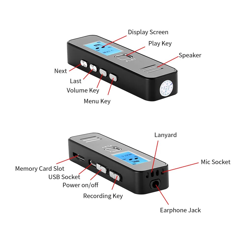 Digital Voice Recorder Recording Pen Audio Dictaphone MP3 Player USB for Meeting Continuous Recording for 20 Hours without Memor