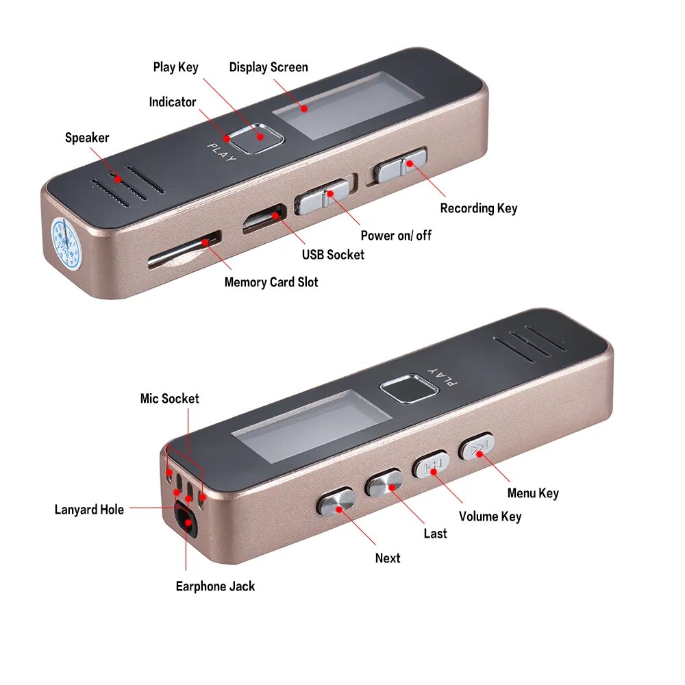 Digital Voice Recorder Recording Pen Audio Dictaphone MP3 Player USB for Meeting Continuous Recording for 20 Hours without Memor