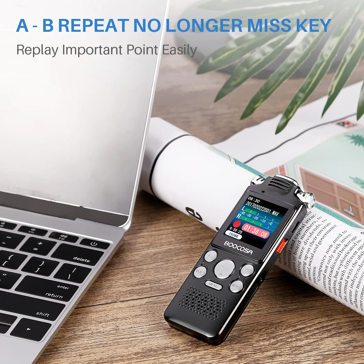 Professional Voice Activated Digital Audio Voice Recorder 8GB 16GB 32G Noise Cancelling Recording PCM Support OTG WAV MP3 Player