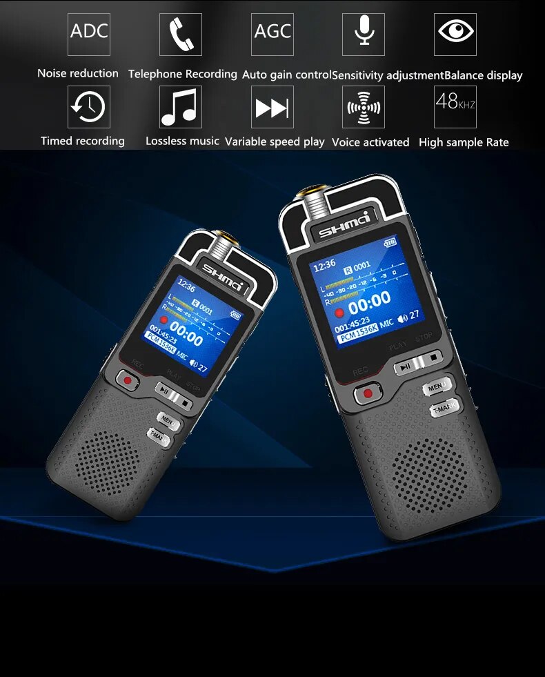 Shmci D60 Professional 1536Kbps Digital Voice-Activated Audio Recorder Mini Dictaphone Denoise Variable Speed Play MP3 Player Shmci D60 Professional 1536Kbps Digital Voice-Activated Audio Recorder Mini Dictaphone Denoise Variable Speed Play MP3 Player