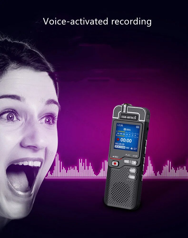 Shmci D60 Professional 1536Kbps Digital Voice-Activated Audio Recorder Mini Dictaphone Denoise Variable Speed Play MP3 Player Shmci D60 Professional 1536Kbps Digital Voice-Activated Audio Recorder Mini Dictaphone Denoise Variable Speed Play MP3 Player