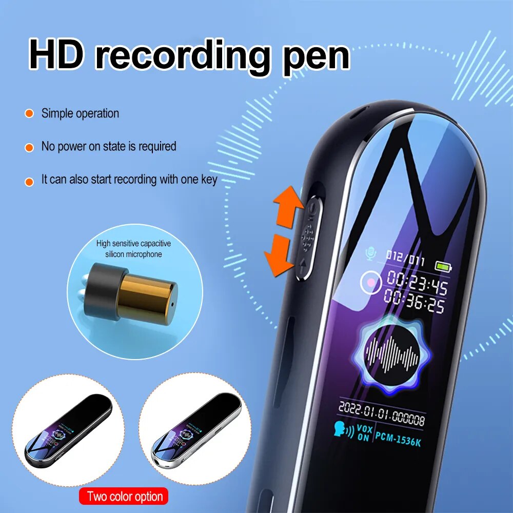 Mini HD Voice Recorder Pen Digital Audio Voice Control Sintelligent Mp3 Player One-Click Recording Support OTG VoiceTo Text