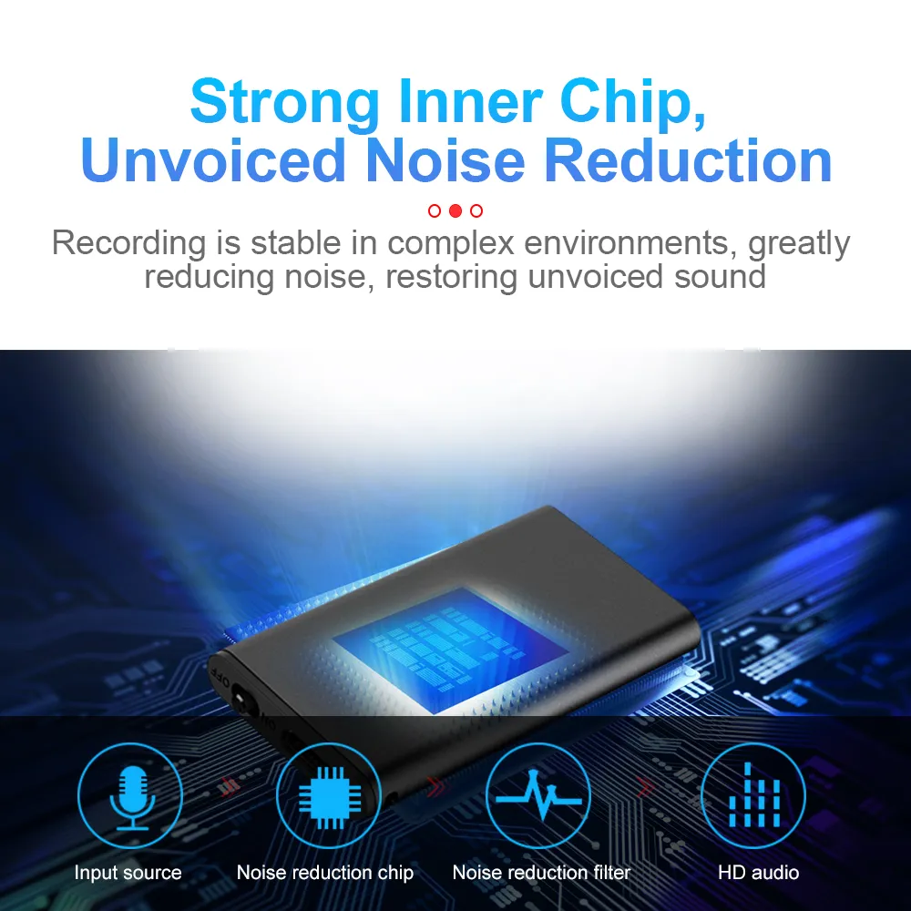 4-64GB Digtal Voice Recorder Espia Mini Sound Voice Activated Dictaphone HD Noise Reduce Recording 32GB 8GB Small MP3 Player