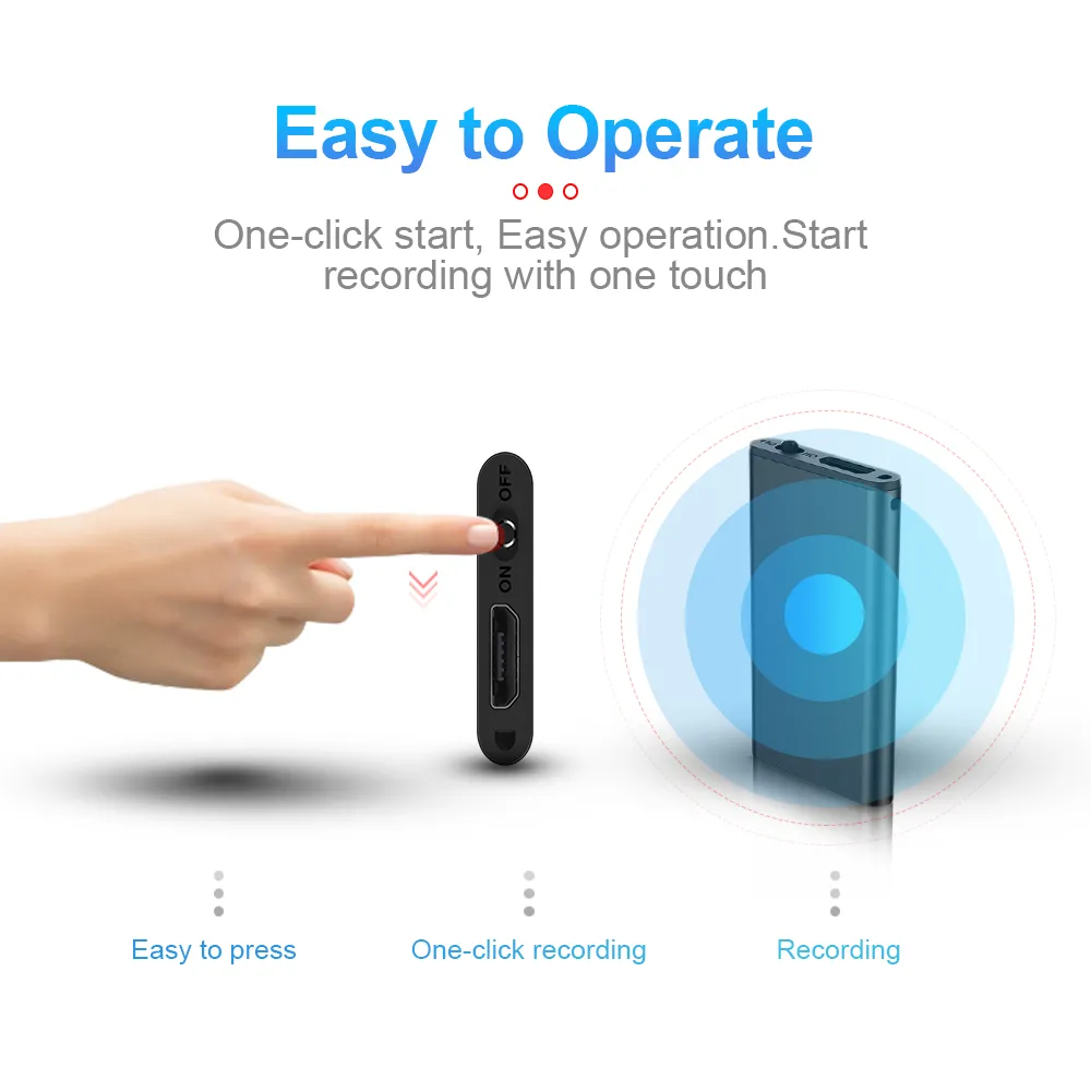 4-64GB Digtal Voice Recorder Espia Mini Sound Voice Activated Dictaphone HD Noise Reduce Recording 32GB 8GB Small MP3 Player