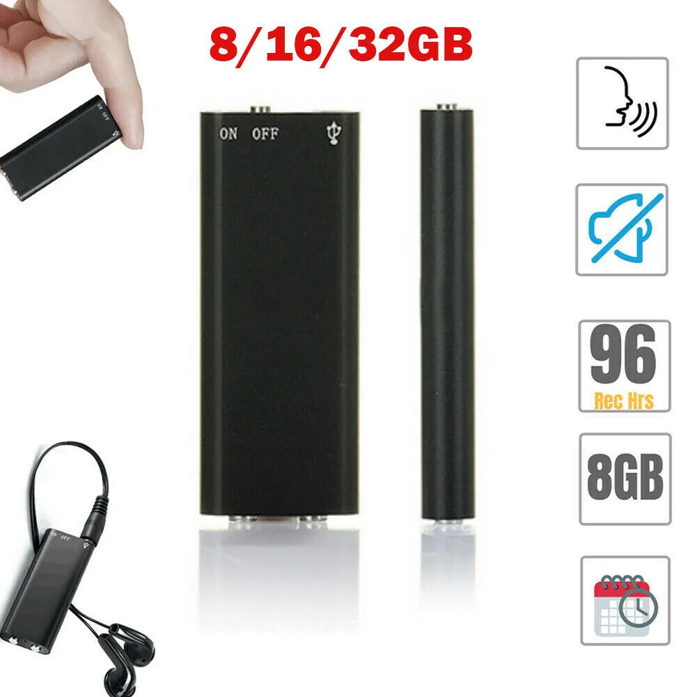 4-64GB Digtal Voice Recorder Espia Mini Sound Voice Activated Dictaphone HD Noise Reduce Recording 32GB 8GB Small MP3 Player