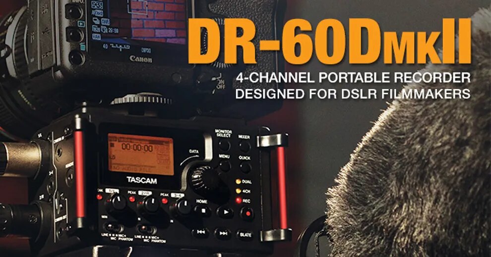 Original Tascam DR-60DMKII professional portable 4 channel PCM Recorder for filmmakers,television,live events and web broadcas