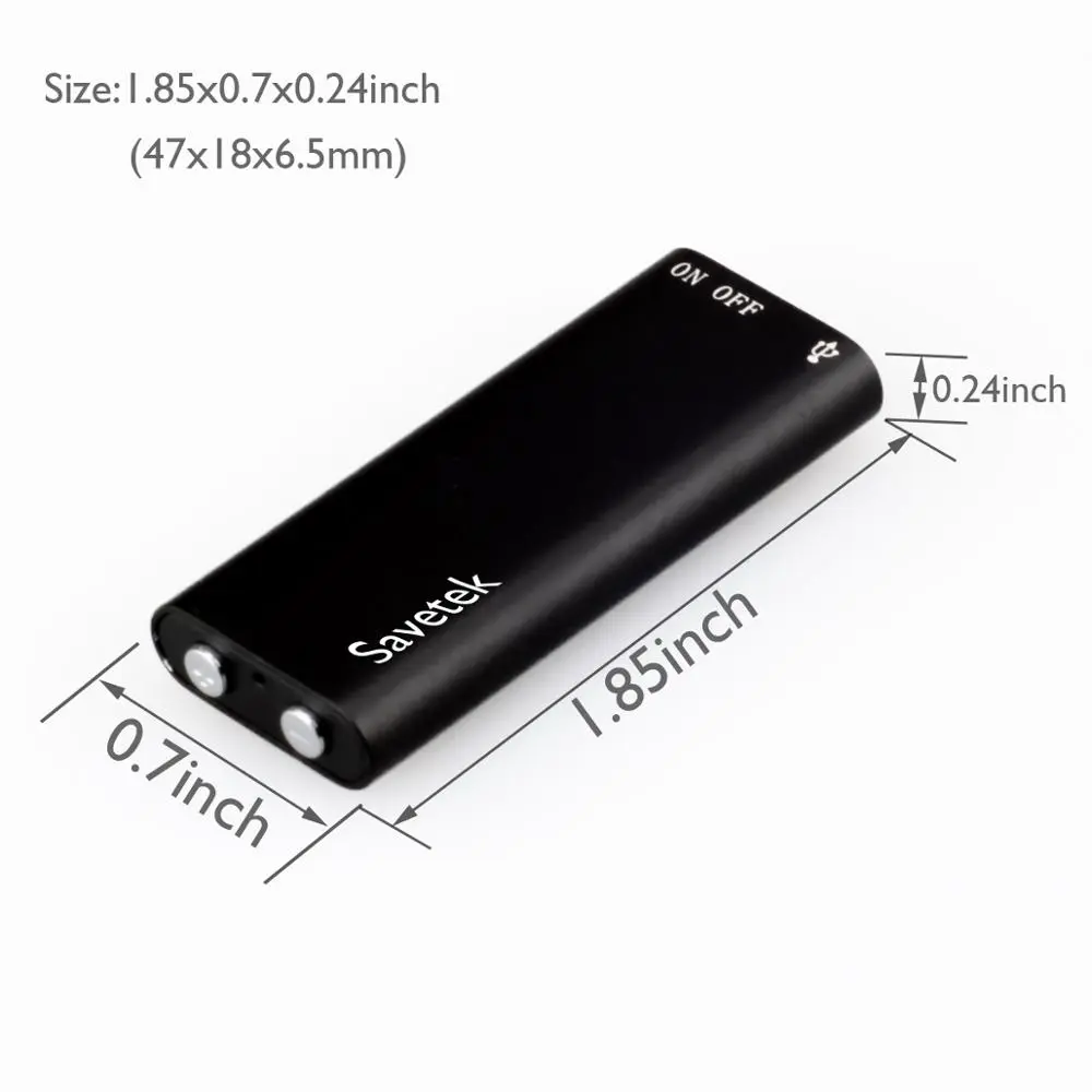 Savetek Smallest Mini USB Pen Voice Activated 8GB 16GB Digital Audio Voice Recorder Mp3 Player 192Kbps Recording WAV