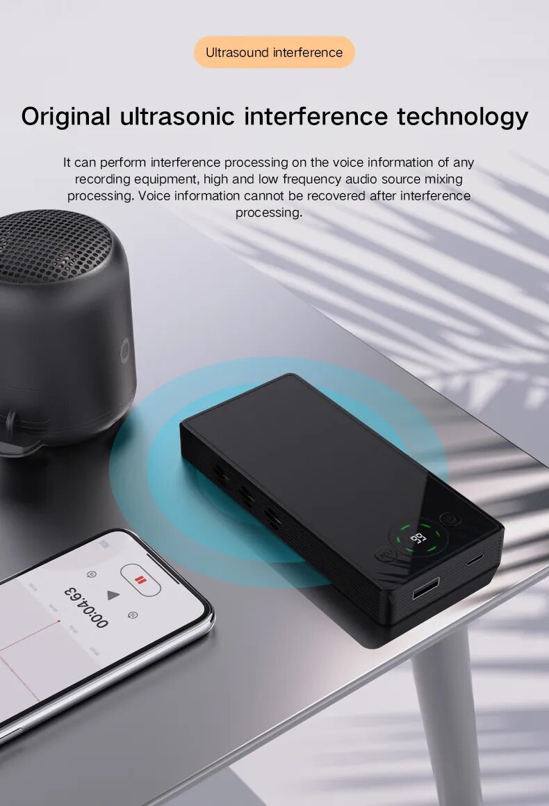 Anti-spy Voice Recording Blocker Interference Phone/camera Sound Record, Ultrasonic Interference Prevent Recorder Ditachphone